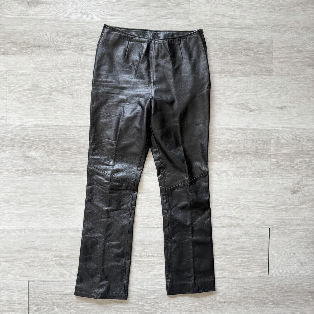 Vintage DANIER Genuine Leather Pants Black Made in CANADA Women's 6 Side Zip EUC